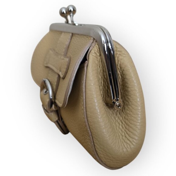 Talbots Leather Kiss-Lock Wristlet in Beige - Picture 4 of 9